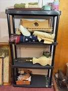 Plastic Storage Rack and Contents