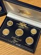(7) 1999 US Coin 24K Gold Plated Coin Sets - one is incomplete