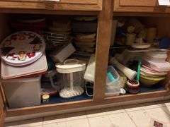 Contents of Cabinet - huge assortment of plastic storage containers