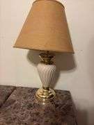 Pair of Side Tables and Lamp (tops are wood)