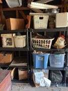 2 Plastic Storage Racks with Contents