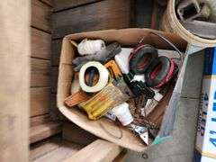 Contents of Shelves - Ceiling Fan, 4 ft Shop Light, Mini Blinds and Miscellaneous Hardware - Wooden Shelf NOT included