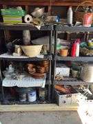 2 Plastic Storage Racks with Contents