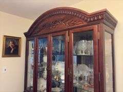 Lighted Mirror Back China Cabinet - 87”H x 60”W x 17”D
