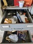 7 Drawer Parts Cabinet 19"x25"x52" and 4 Drawer Filing Cabinet 15"x28"x52"with Contents