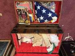 Large Trunk with Contents - 23”H x 34”W x 19”D