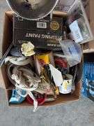 5 Box Lots of Assorted Tools, Hats, Candles, Straps, Misc