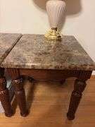 Pair of Side Tables and Lamp (tops are wood)