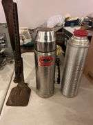 Bottle Top Press and Vintage Thermoses