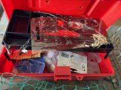 Assorted Fishing Tackel, Knives, and animal trap