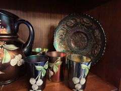 Contents of 1 Shelf - assorted cups, water pitcher, dishes