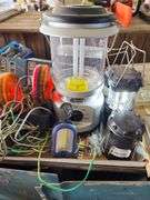 3 Flats of Miscellaneous Shopware - Lanterns, Electrical Clip Kit, Assorted Hardware