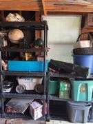 2 Plastic Storage Racks with Contents