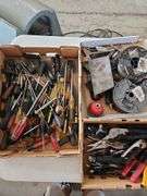 3 Flats of Assorted Screwdrivers, Wrenches, Pliers, Drill Bits