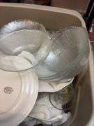 Tote of Dishes and Glassware