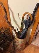 Assorted Magazine Racks, Umbrella Stand, Decor, Misc