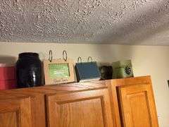 Assorted Kitchenware and Decor - top of cabinets