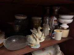 Contents of Lower Cabinet - serving bowls, plates, cups, misc