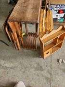 3 Wooden TV Trays with Stand, Wooden Display Shelf and Wooden Captain Chair (no cover)