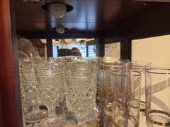 Contents of 1 Shelf - Assorted Goblets, Cups, Serving Platters