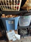 2 Plastic Storage Racks with Contents