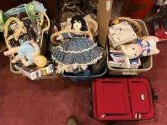 3 Totes of Housewares with Suitcase