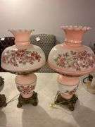 Pair of Gone with the Wind Style Lamps 25 with modern lamp