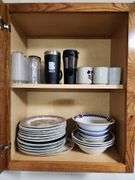 Contents of Cabinet - Coffe Mugs, Glasses and Plates