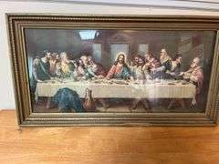 Last Supper Framed Print 34”x18”