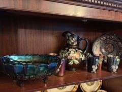 Contents of 1 Shelf - assorted cups, water pitcher, dishes