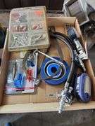 3 Flats of Miscellaneous Shopware - Lanterns, Electrical Clip Kit, Assorted Hardware