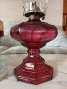 Pair of Pink Glass Oil Lamps
