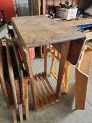 3 Wooden TV Trays with Stand, Wooden Display Shelf and Wooden Captain Chair (no cover)