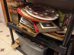 Plastic Storage Rack with Contents - glassware, household, decor