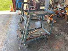 Rolling Work Cart with Telescopic Ladder