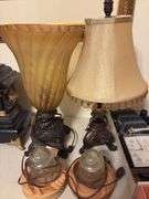 2 Table Lamps and 2 Lighted Insulators