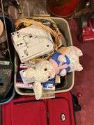 3 Totes of Housewares with Suitcase