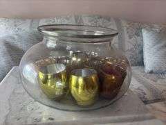 Large Glass Bowl with Candles