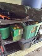 2 Plastic Storage Racks with Contents