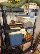 Plastic Storage Rack with Contents - 56”H x 36”W x 18”D