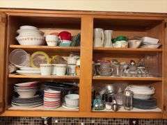 Contents of Cabinet - assorted dishes and glassware