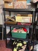 Plastic Storage Rack with Contents - 56”H x 36”W x 18”D