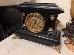 Black and Gold Mantle Clock - back is missing