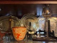 Contents of 1 Shelf - Assorted Goblets, Cups, Serving Platters