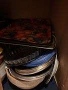 Contents of Cabinet - assortment of dishes, pots, misc