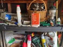 2 Plastic Storage Racks with Contents