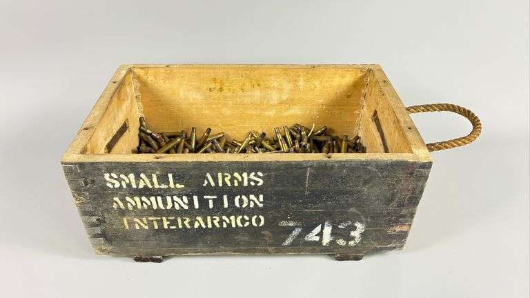 Wooden Crate of Assorted Brass Casings image
