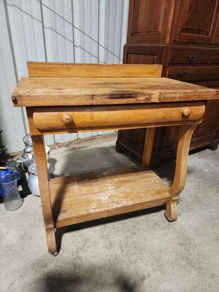 Vintage Wooden Bar Cart on Wooden Casters 36"x39"x21" image