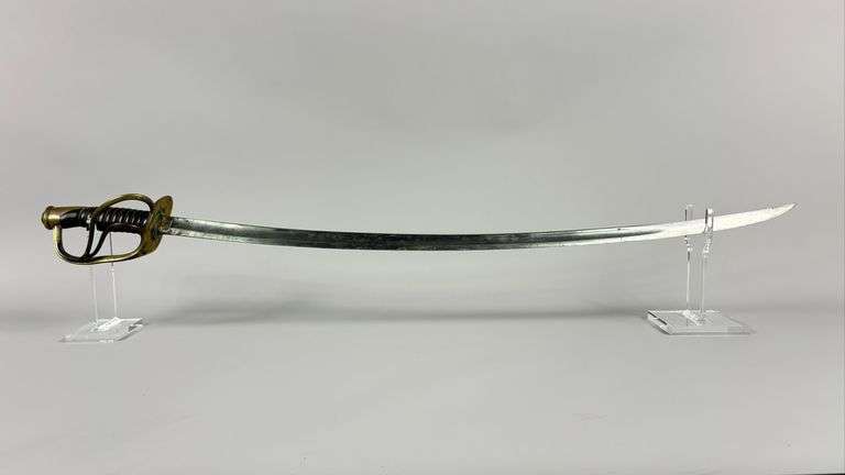 Emerson & Silver (Trenton NJ) US D.F.M 1864 Calvary Sword - Brass & Leather Handle - Comes with original sheath image