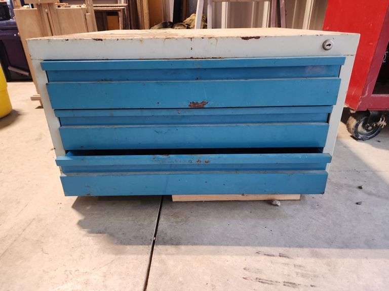 Metal Hardware Cabinet 29"x28"x16" and Contents image